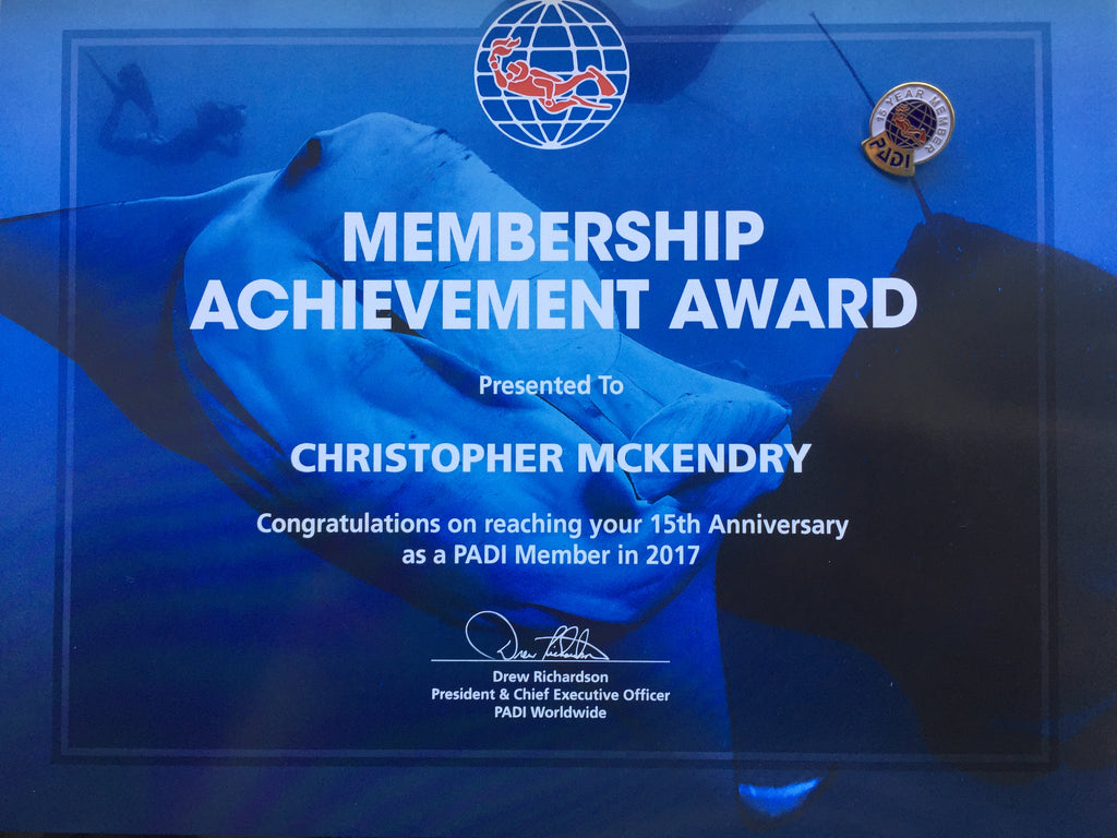 Well done to one of our Dive Team for 15 Years as a PADI Instructor!
