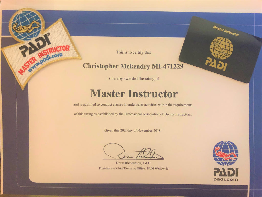 Congratulations to our instructor Chris McKendry for becoming a PADI Master Instructor!